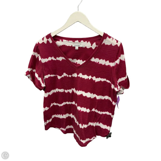 Top Short Sleeve By Chicos In Pink & White, Size: M