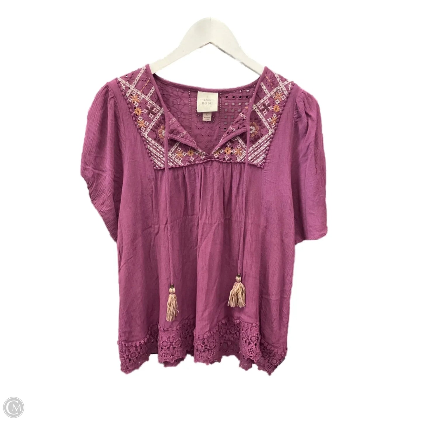 Top Short Sleeve By Knox Rose In Purple, Size: L