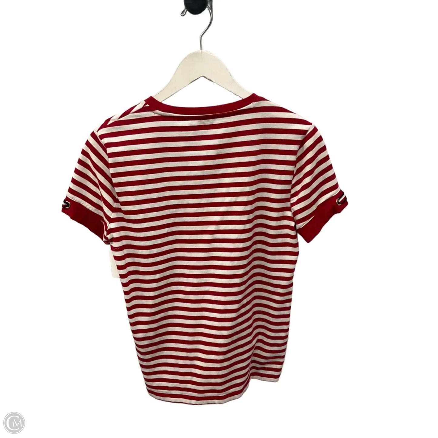 Top Short Sleeve By Tommy Hilfiger In Red & White, Size: M