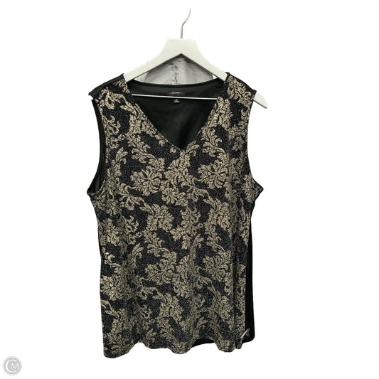 Top Sleeveless By Cocomo In Black & Gold, Size: 2x