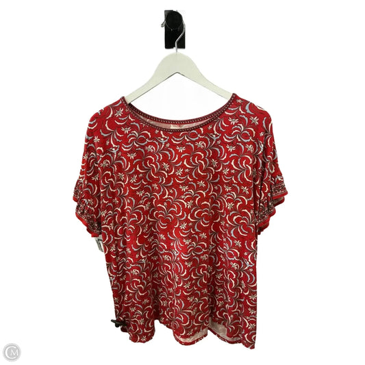 Top Short Sleeve By Max Studio In Red, Size: 1x