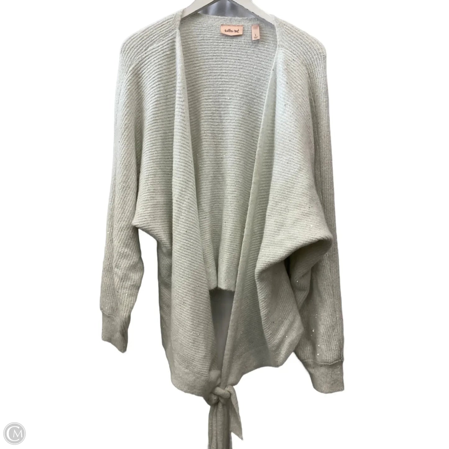 Sweater Cardigan By Willow & Root In Silver, Size: L