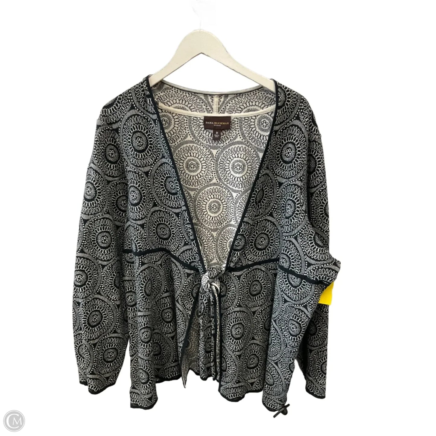 Sweater Cardigan By Dana Buchman In Black & White, Size: 3x