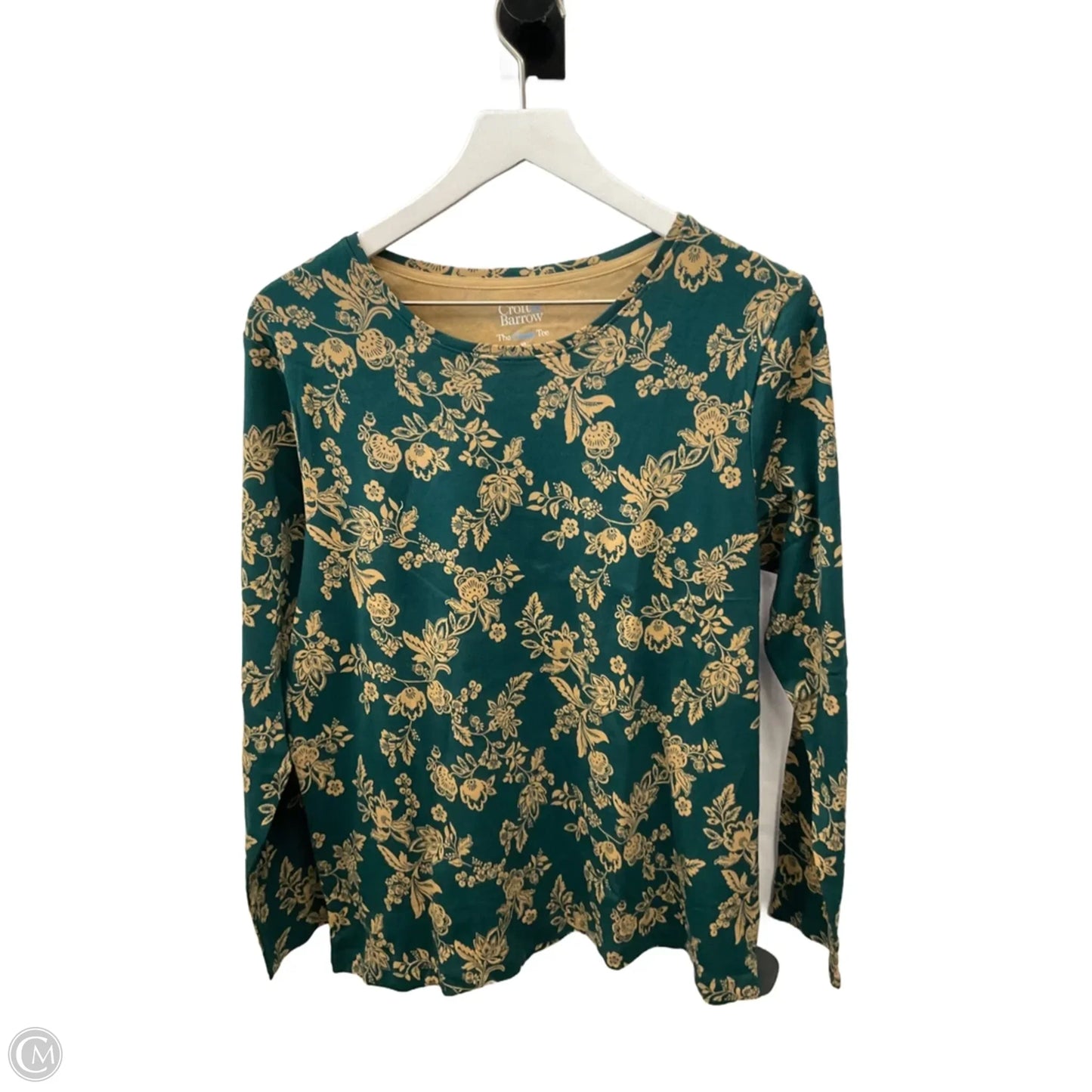 Top Long Sleeve By Croft And Barrow In Green & Tan, Size: Xl