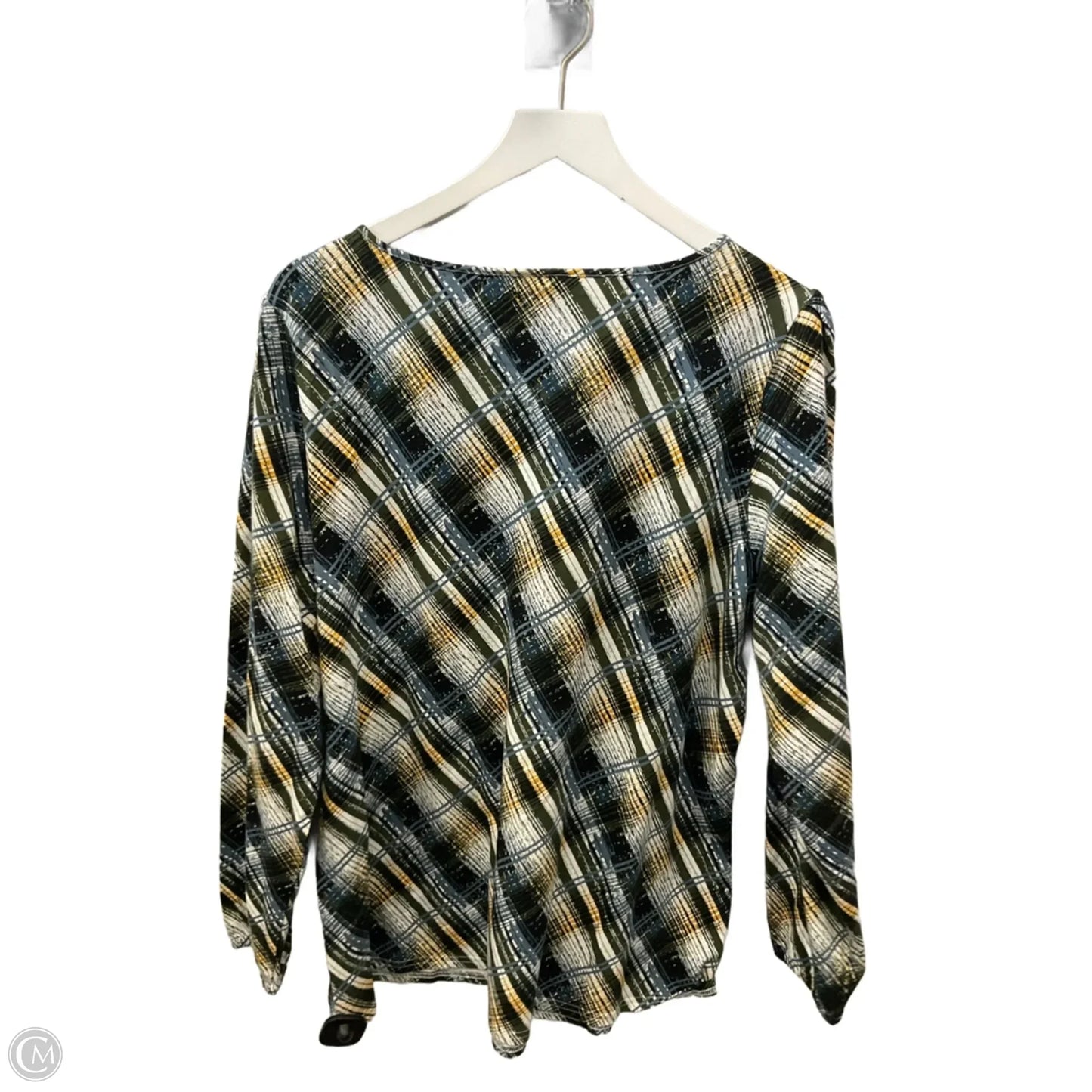 Top Long Sleeve By Christopher And Banks In Plaid Pattern, Size: Xl