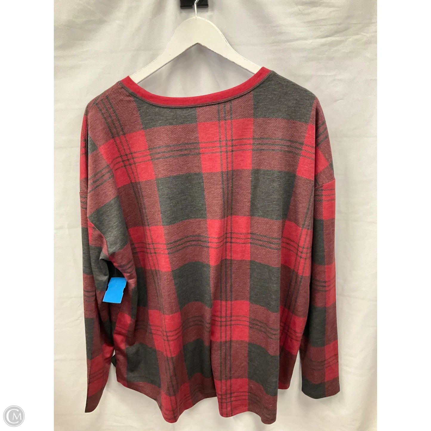 Top Long Sleeve By Maurices In Grey & Red, Size: 1x