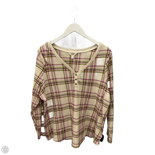 Top Long Sleeve By Terra & Sky In Cream & Purple, Size: 1x