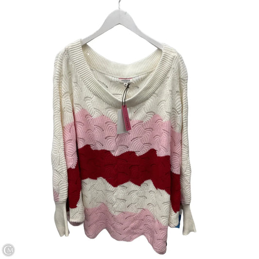 Sweater By Andree By Unit In Pink & Red, Size: 3x
