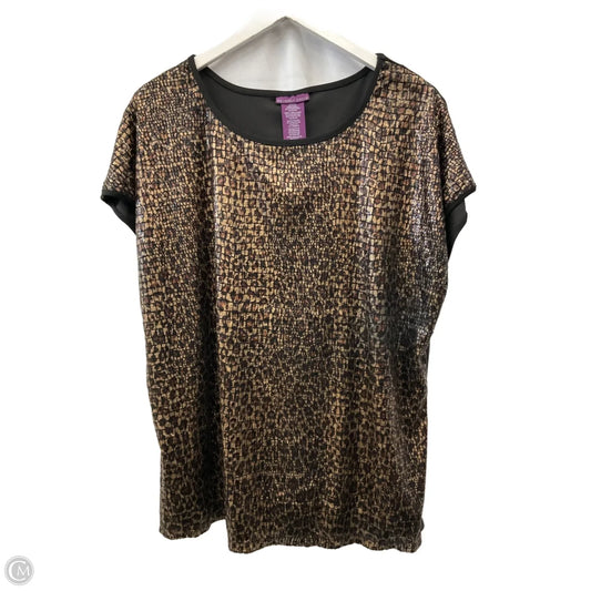 Top Short Sleeve By Beverly Drive In Animal Print, Size: 2x
