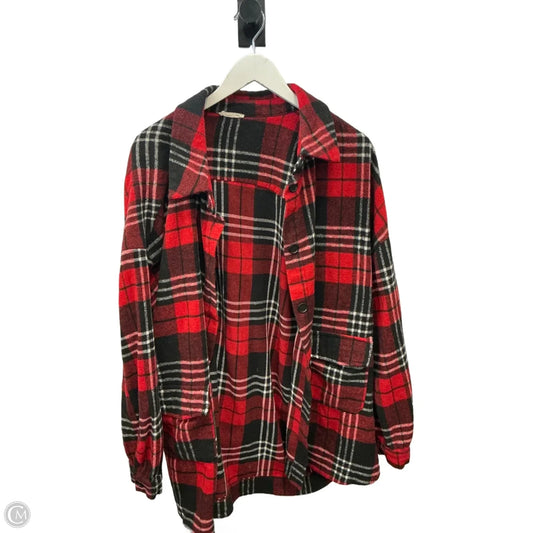 Jacket Shirt By Kori America In Red, Size: Xxl