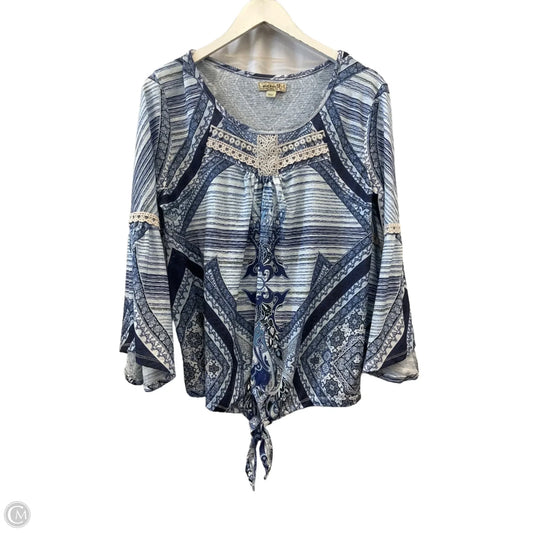 Top 3/4 Sleeve By One World In Blue, Size: L