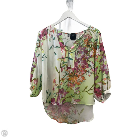 Top 3/4 Sleeve By Jennifer Lopez In Green & Purple, Size: Xs