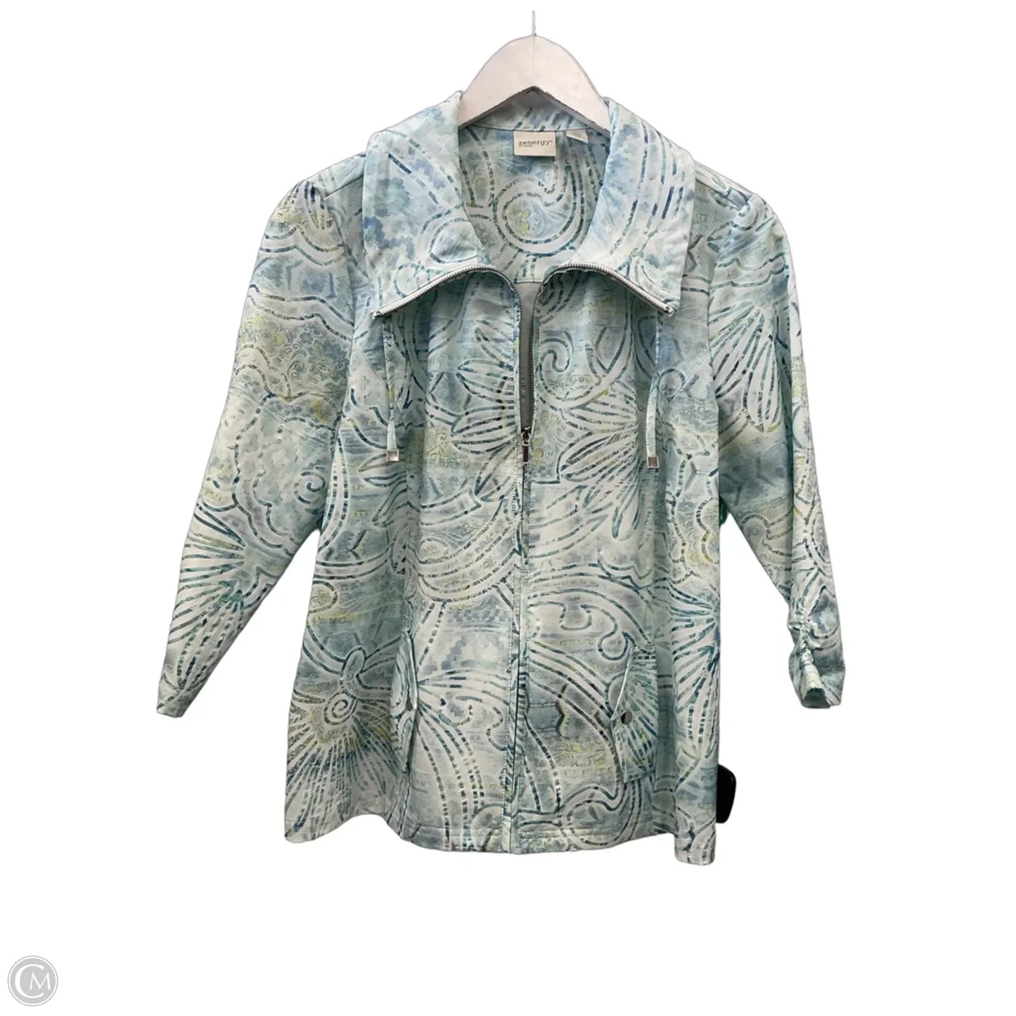 Jacket Windbreaker By Zenergy By Chicos In Aqua, Size: M