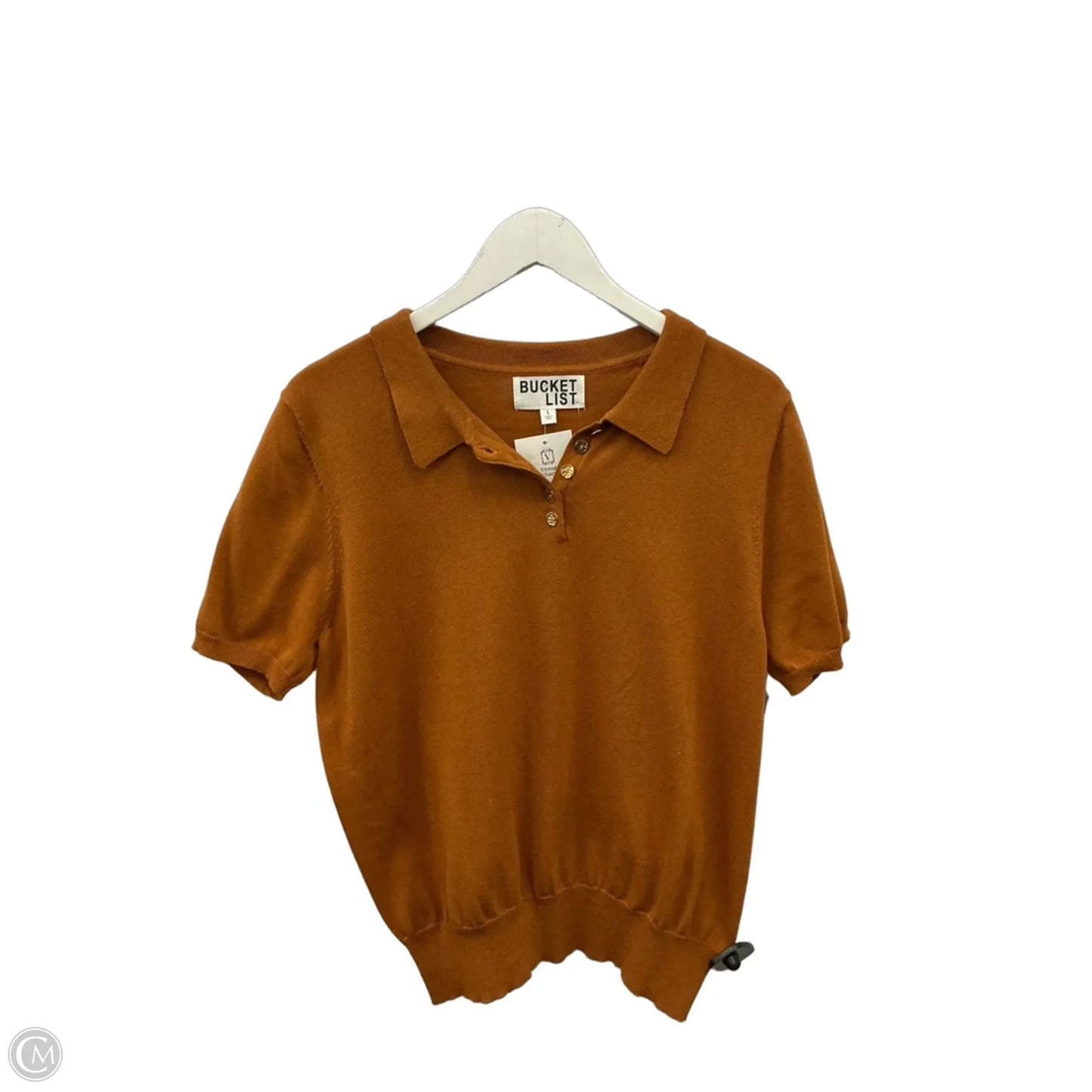 Sweater Short Sleeve By Bucketlist In Orange, Size: L