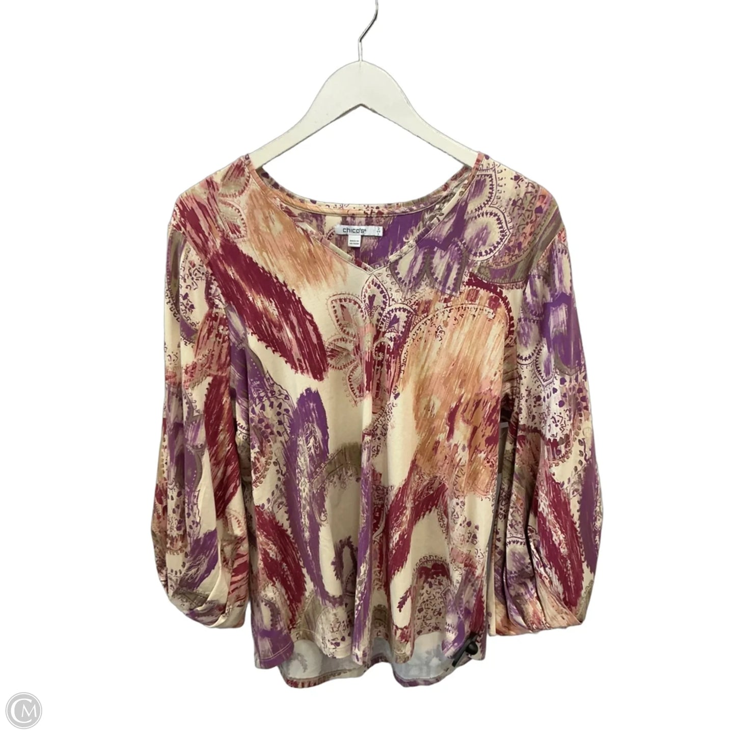 Top Long Sleeve By Chicos In Pink & Purple, Size: L