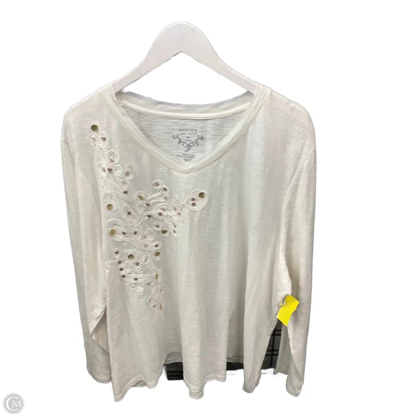 Top Long Sleeve By Sonoma In Cream, Size: 3x