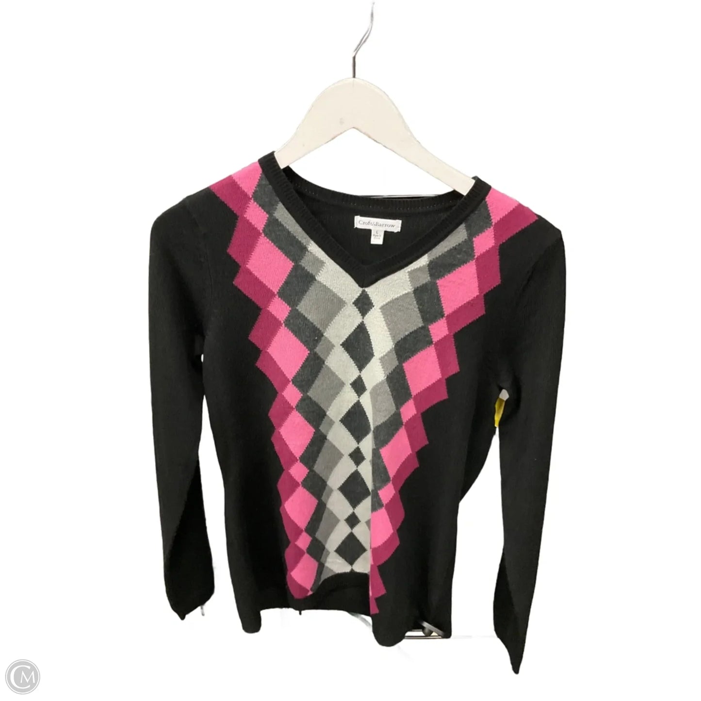 Sweater By Croft And Barrow In Black & Grey, Size: L