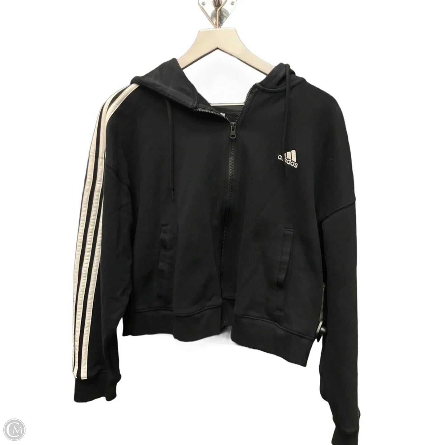 Athletic Sweatshirt Hoodie By Adidas In Black, Size: L