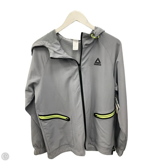 Jacket Windbreaker By Reebok In Grey, Size: S