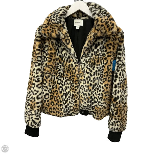 Jacket Faux Fur & Sherpa By Nine West In Animal Print, Size: M