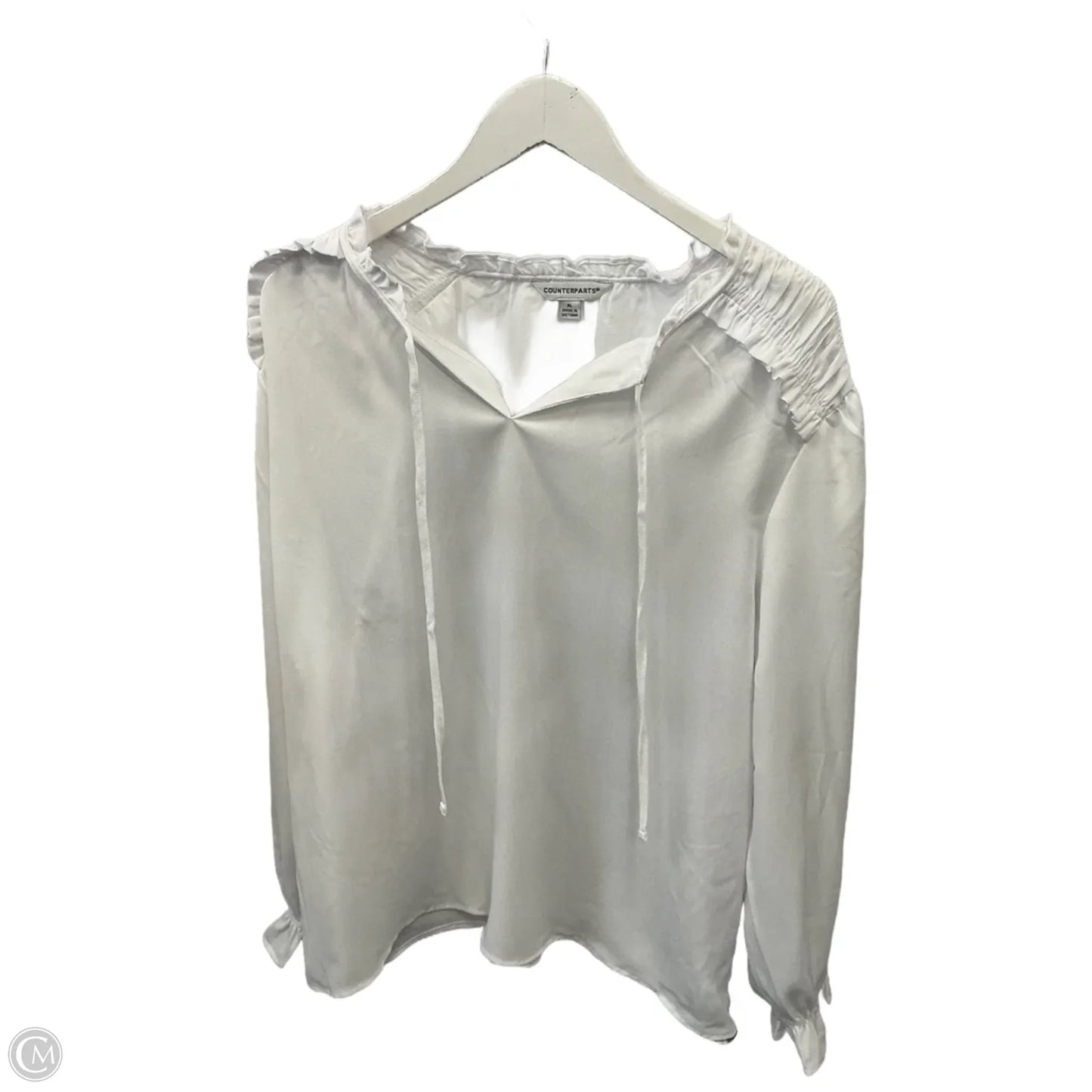 Blouse Long Sleeve By Counterparts In White, Size: Xl