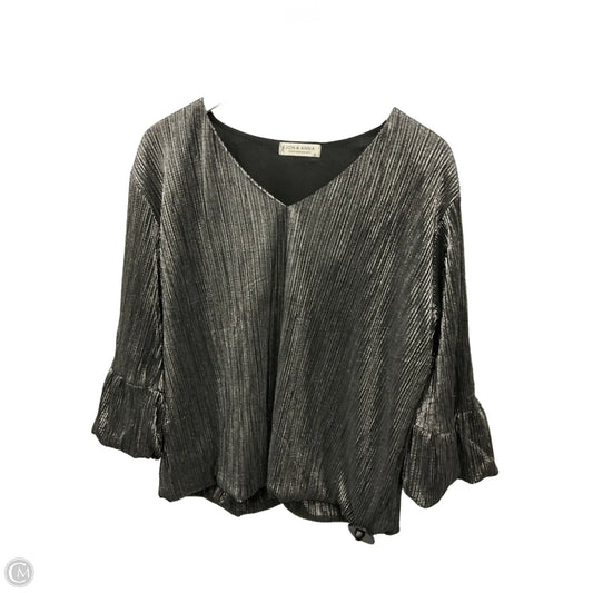 Blouse 3/4 Sleeve By Jon And Anna In Silver, Size: Xl