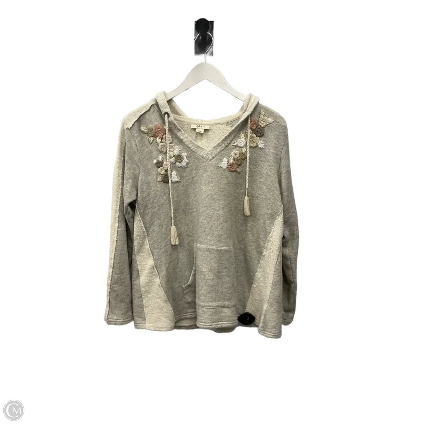 Sweatshirt Hoodie By Style And Company In Beige, Size: L