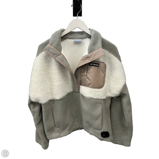 Sweatshirt Collar By Columbia In Cream & Grey, Size: L