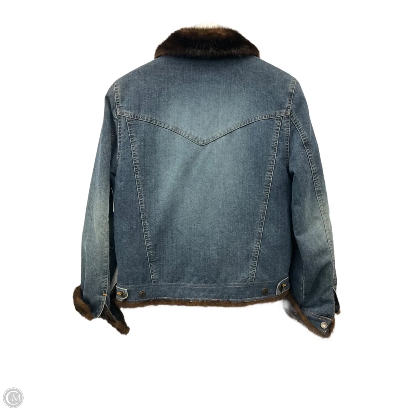 Jacket Faux Fur & Sherpa By Wilsons Leather In Blue Denim, Size: S