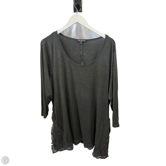 Top 3/4 Sleeve By Cable And Gauge In Grey, Size: 2x