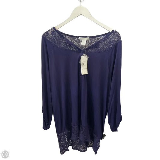 Top 3/4 Sleeve By Design History In Purple, Size: 2x