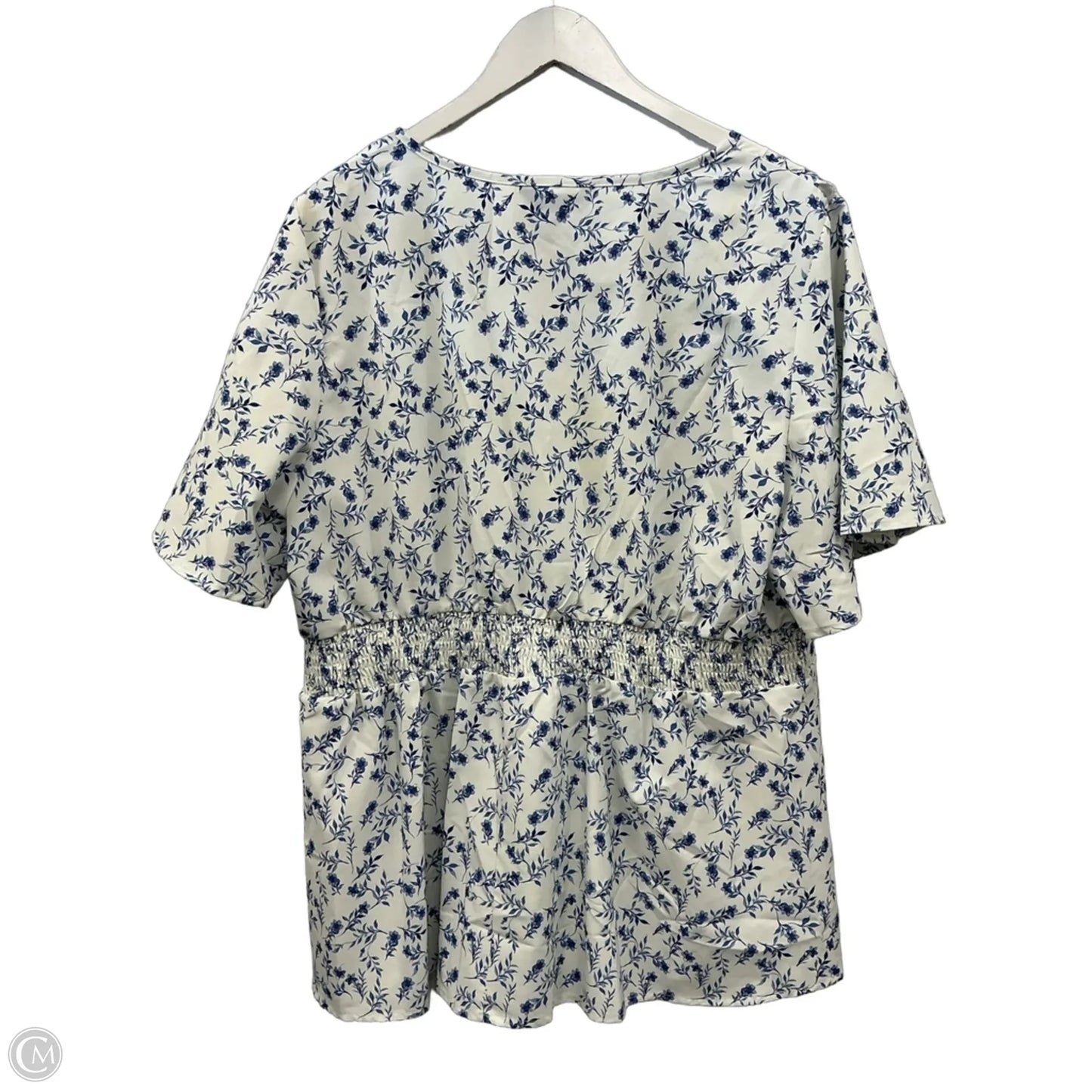 Top Short Sleeve By Bloomchic In Blue & White, Size: 2x