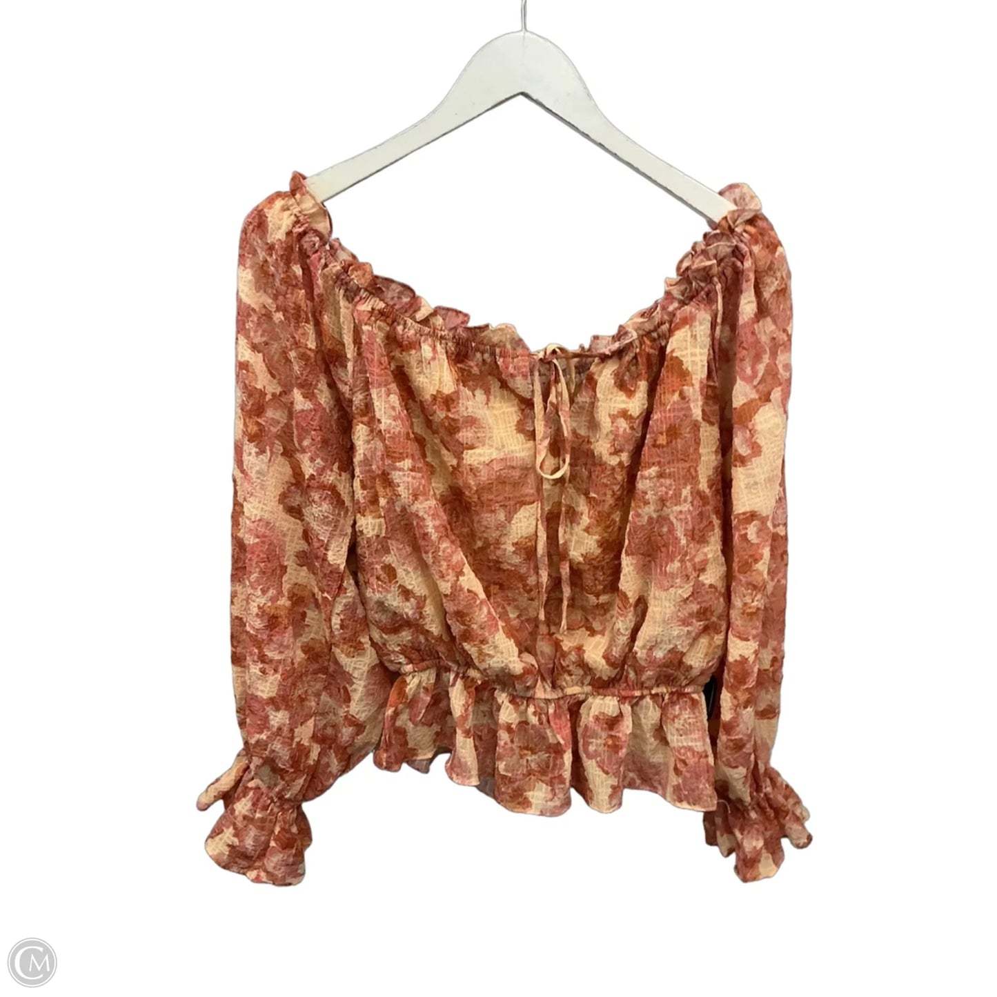 Top Long Sleeve By Flying Tomato In Orange, Size: M