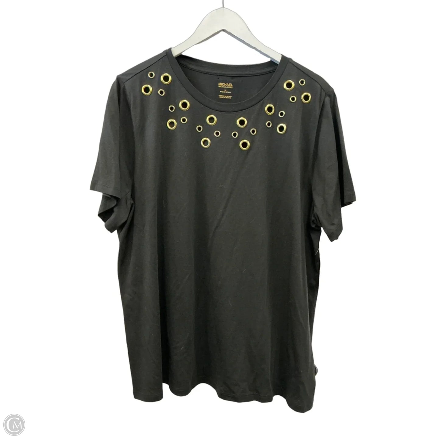 Top Short Sleeve By Michael By Michael Kors In Black & Gold, Size: 2x