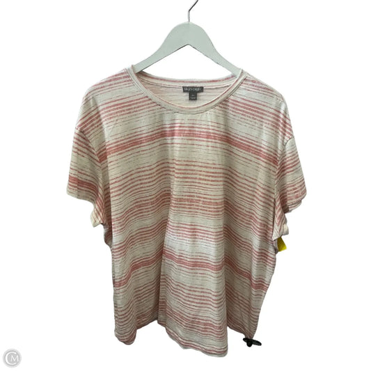 Top Short Sleeve By Falls Creek In Cream & Pink, Size: 3x