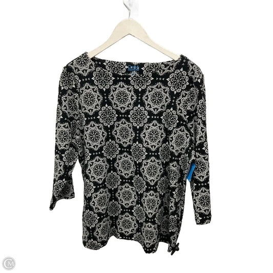 Top 3/4 Sleeve Basic By Croft And Barrow In Black & White, Size: Xl