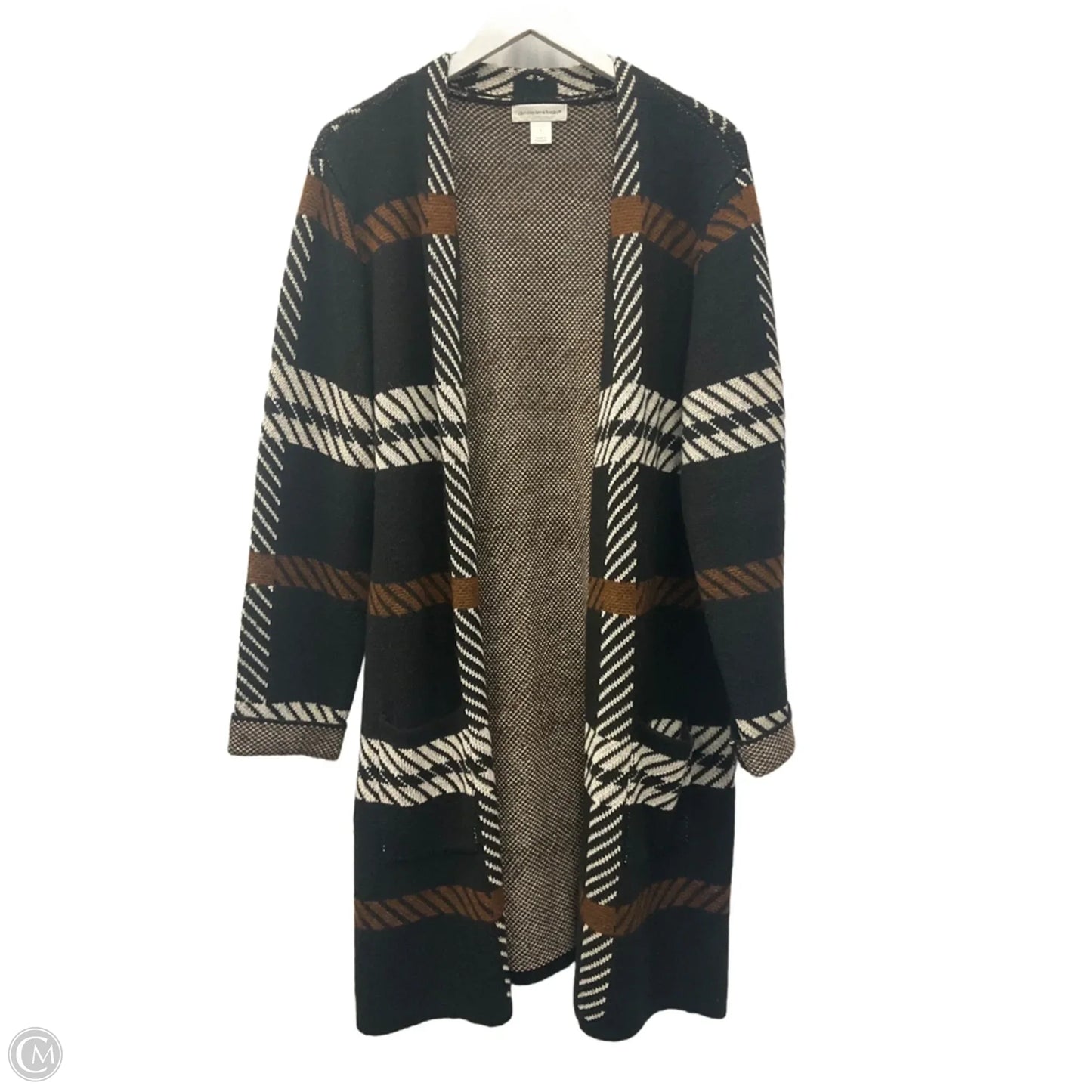 Sweater Cardigan By Christopher And Banks In Black & Brown, Size: L