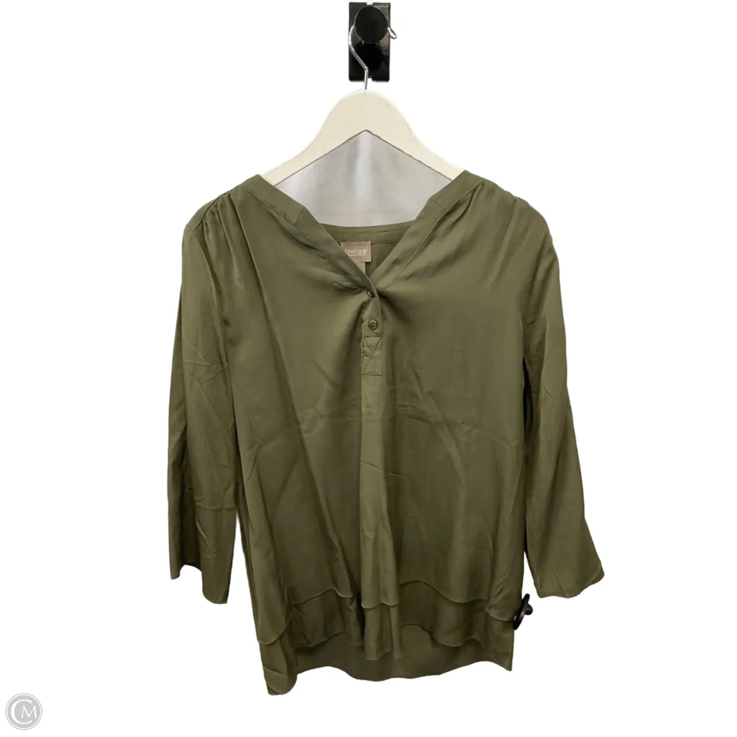 Top 3/4 Sleeve By Chicos In Green, Size: M
