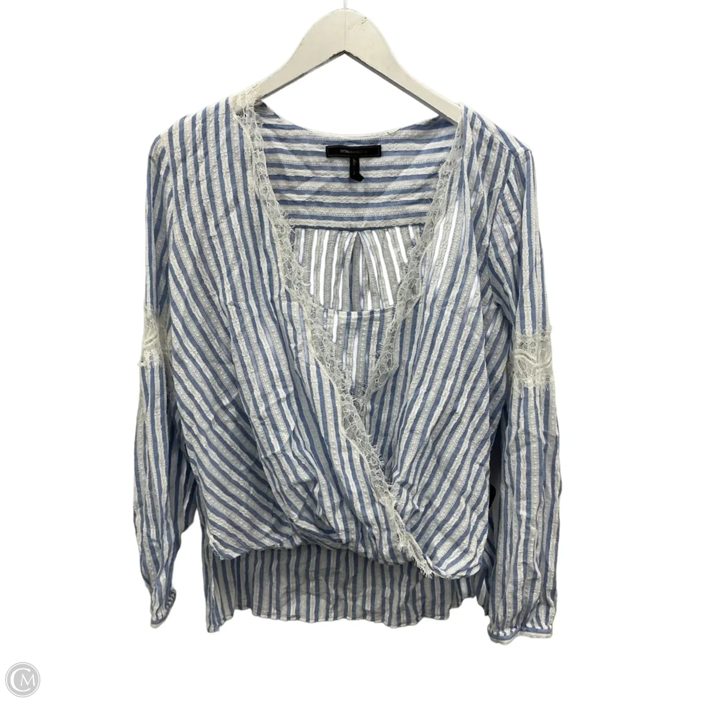 Tunic 3/4 Sleeve By Bcbg In Blue & White, Size: L