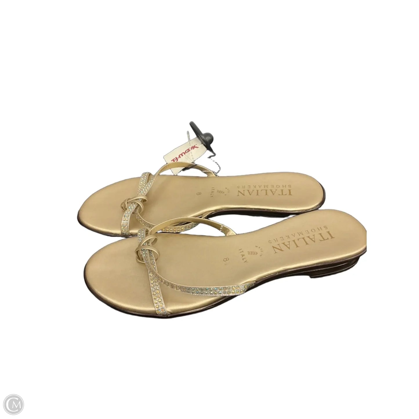 Sandals Flip Flops By Italian Shoemakers In Gold, Size: 8