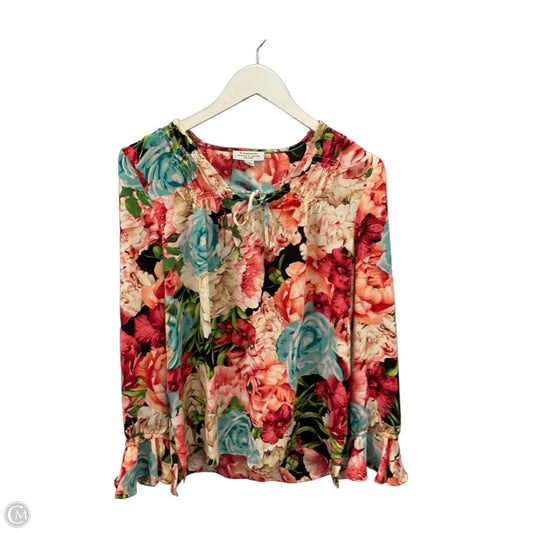 Top Long Sleeve By Tahari In Floral Print, Size: Mp