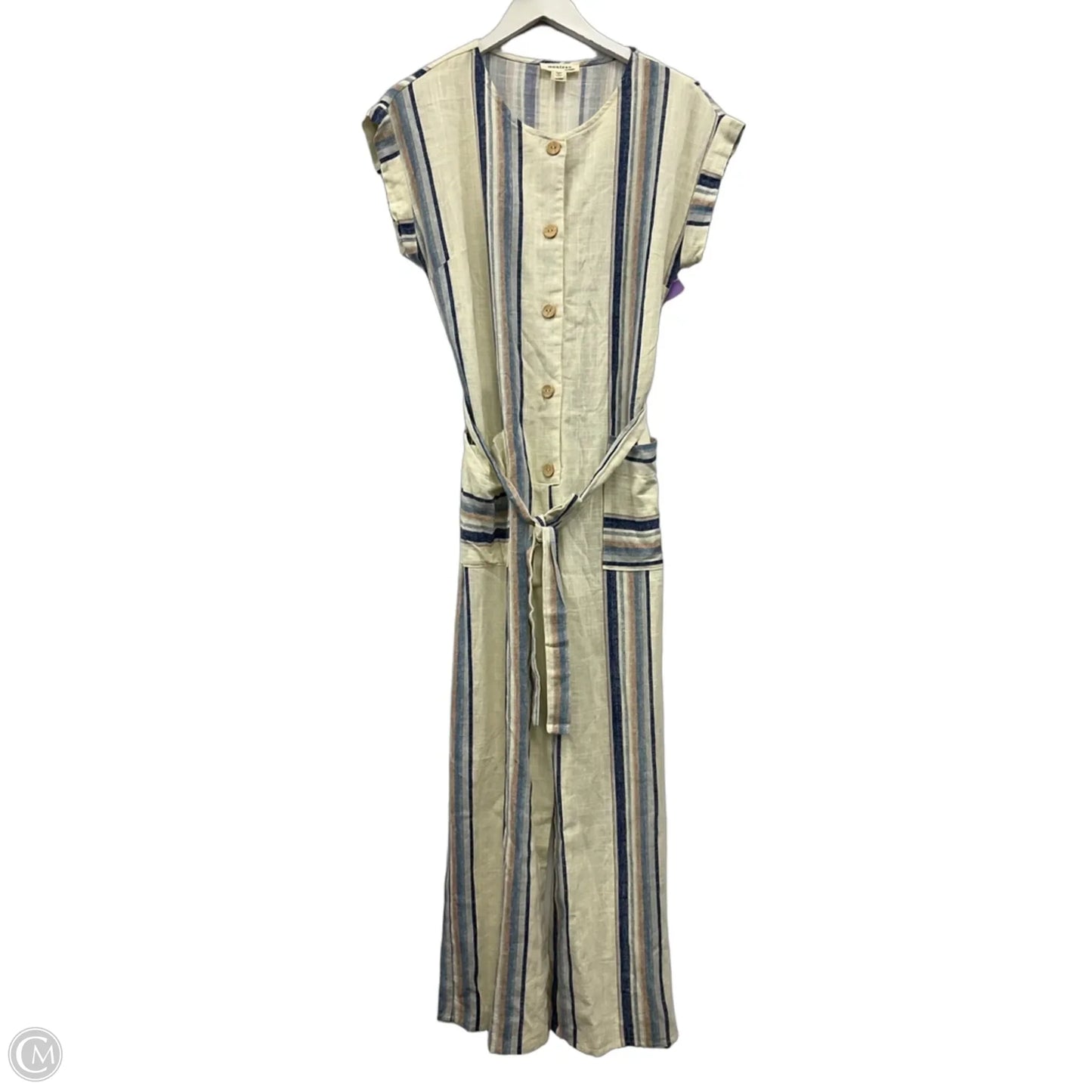 Jumpsuit By Monteau In Blue & Cream, Size: M