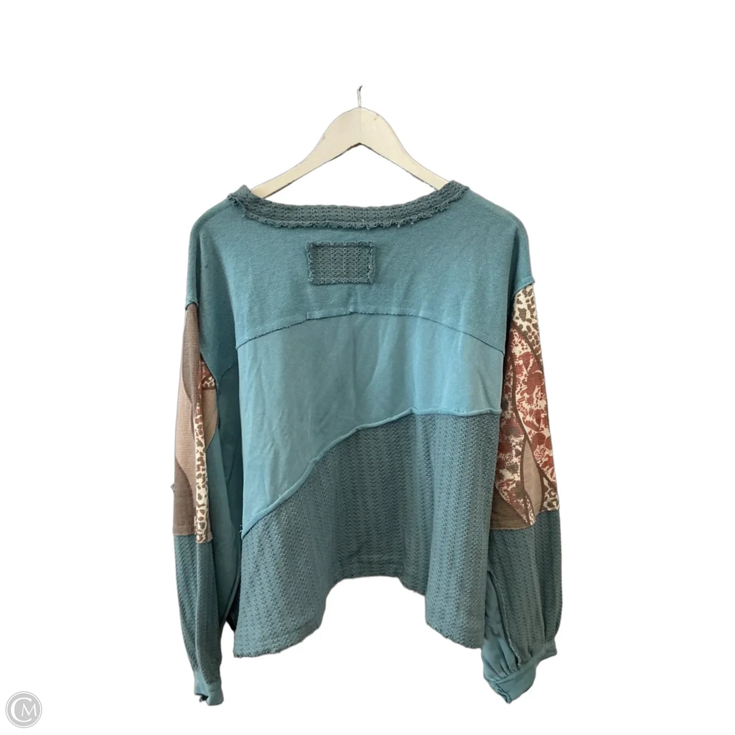 Top Long Sleeve By Pol In Blue & Brown, Size: L