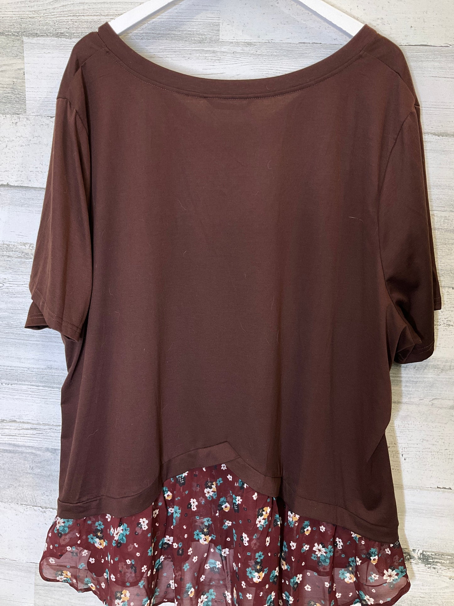 Brown Top Short Sleeve Clothes Mentor, Size 4x