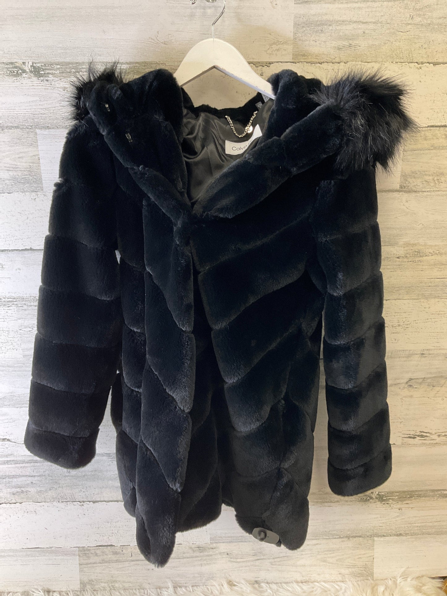 Coat Faux Fur & Sherpa By Calvin Klein In Black, Size: Sp