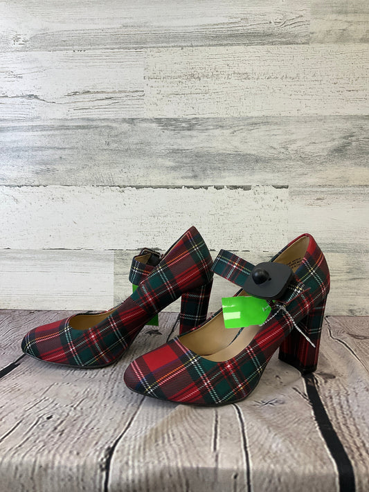 Plaid Pattern Shoes Heels Block Clothes Mentor, Size 8.5