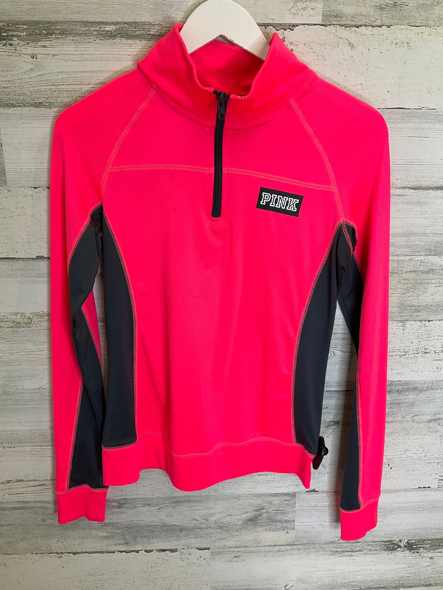 Pink Athletic Top Long Sleeve Collar Pink, Size Xs