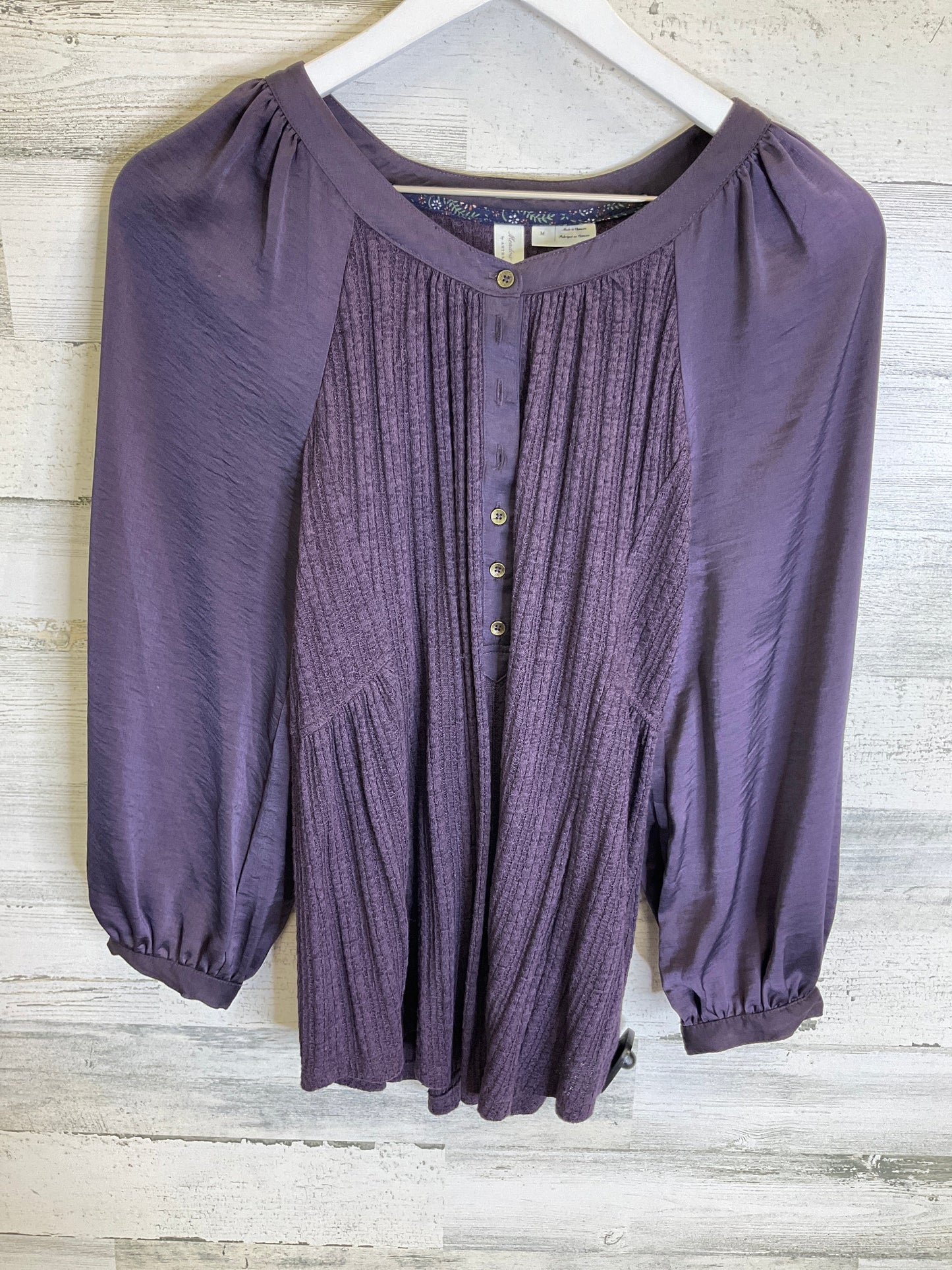 Top Long Sleeve By Anthropologie In Purple, Size: M