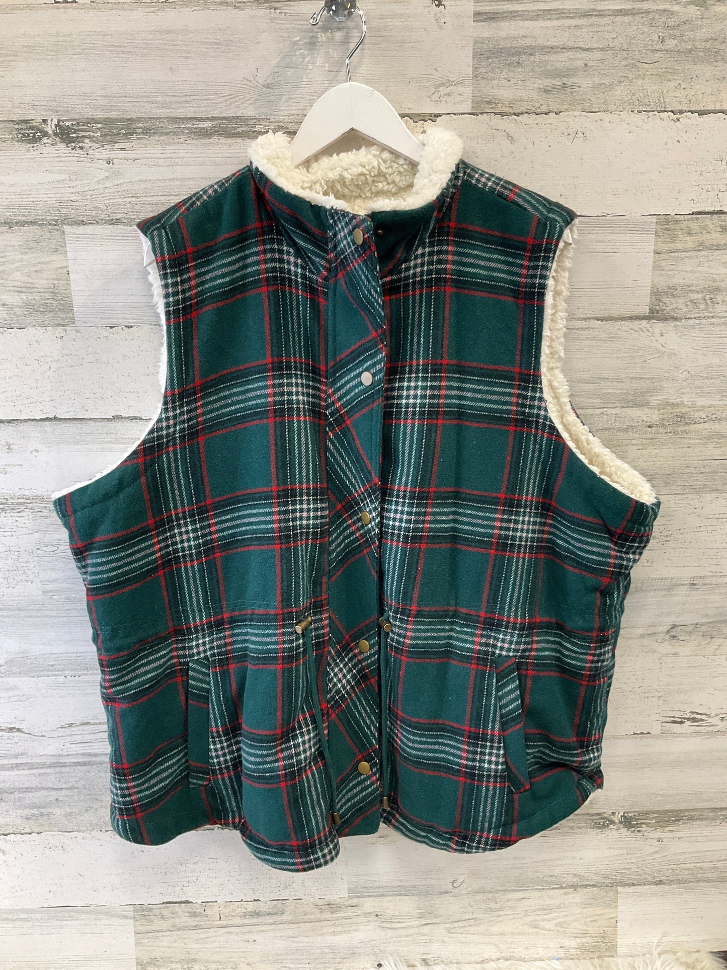 Vest Faux Fur & Sherpa By Maurices In Green, Size: 3x