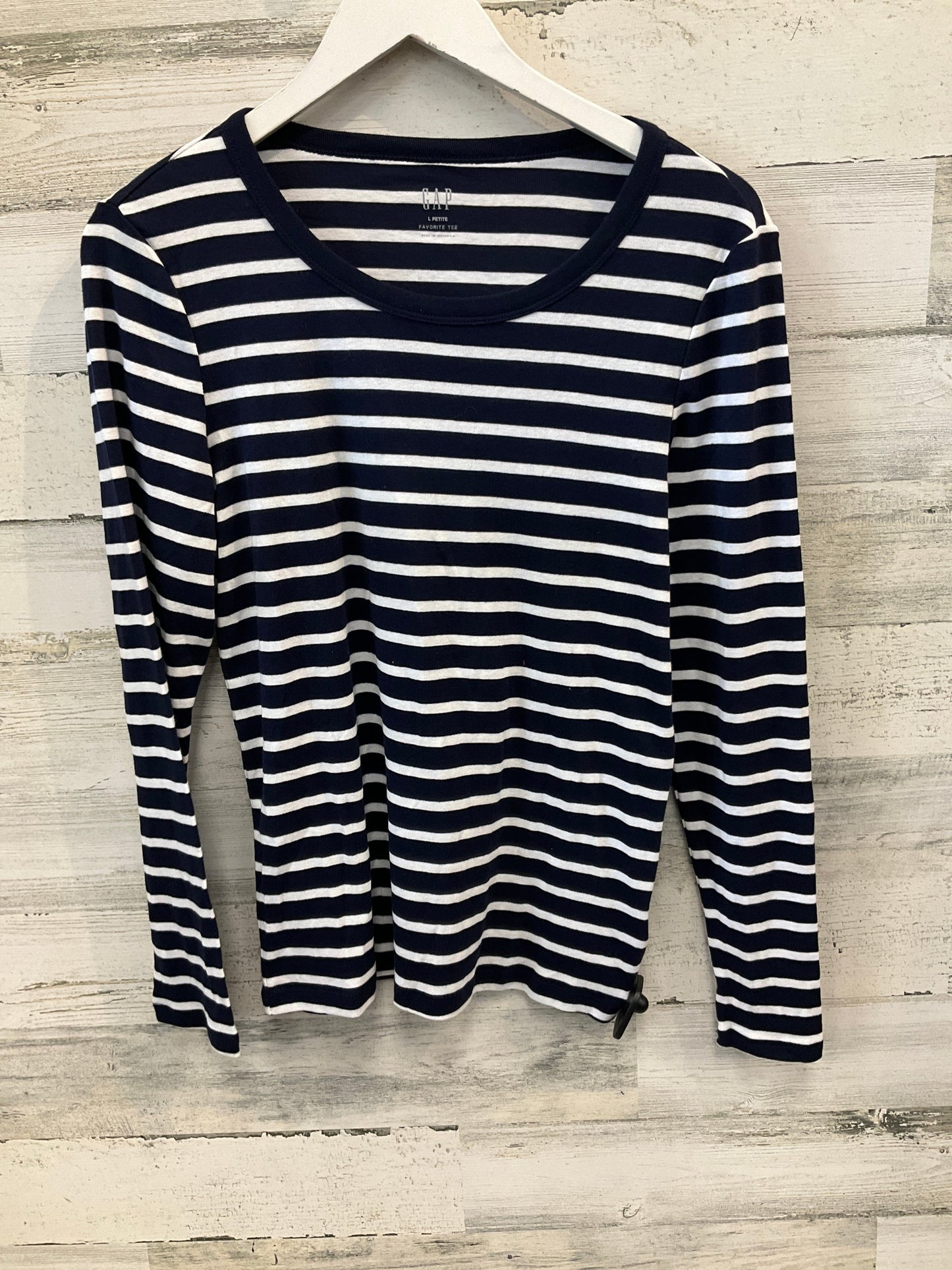 Top Long Sleeve By Gap In Blue & White, Size: L